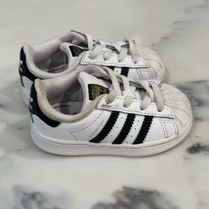 Adidas Kids Superstar White and Black Sneakers Size 5K